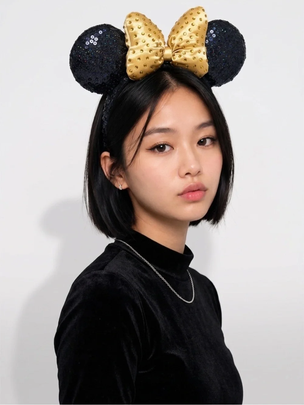 Disney Navy and Yellow Sequin Minnie Ears.